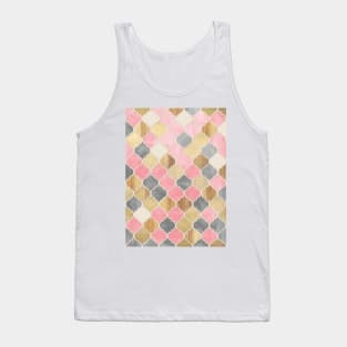 Silver Grey, Soft Pink, Wood & Gold Moroccan Pattern Tank Top